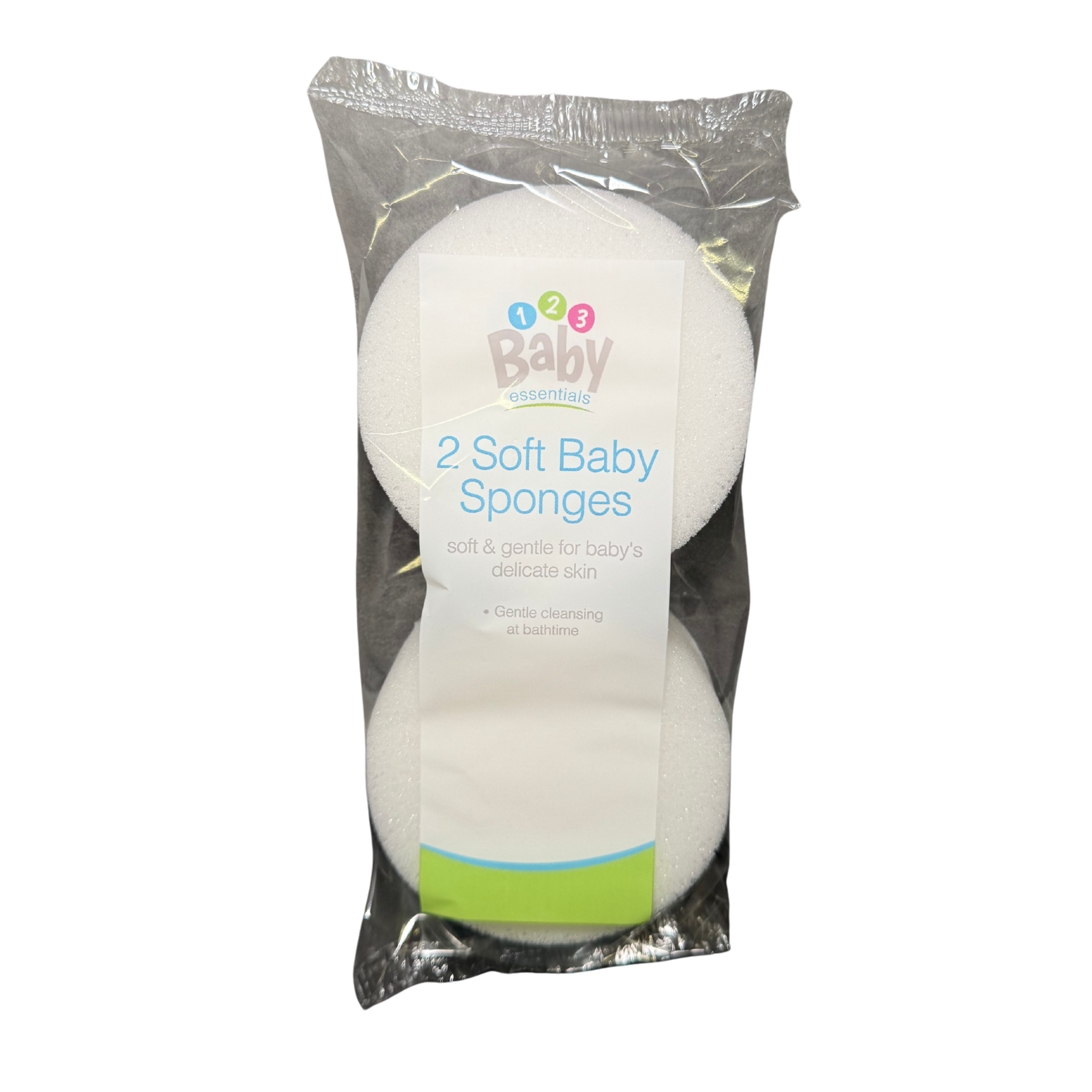 123 Baby White Sponges 2pk