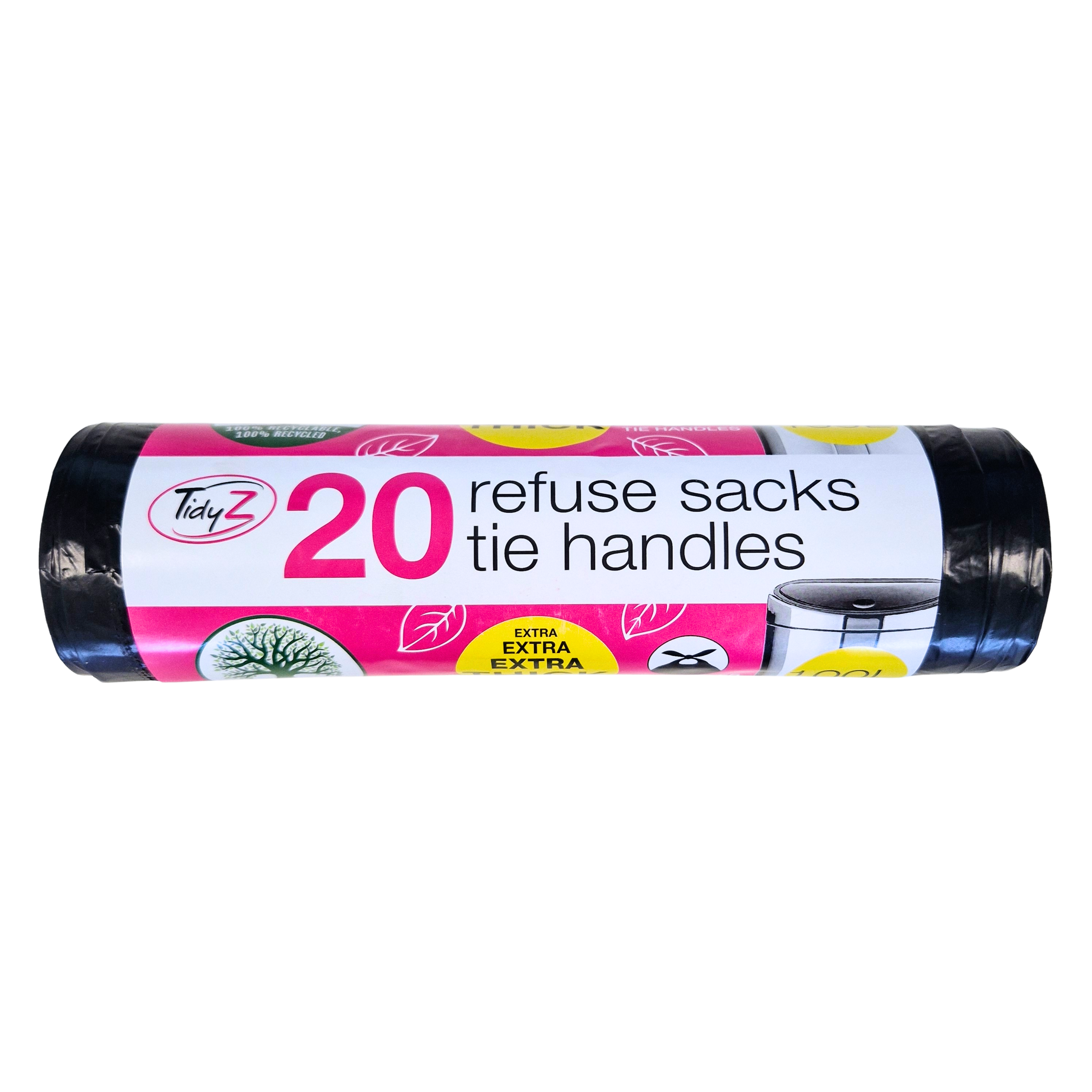 Extra Thick Refuse Sacks with Tie Handles 100L 20pk