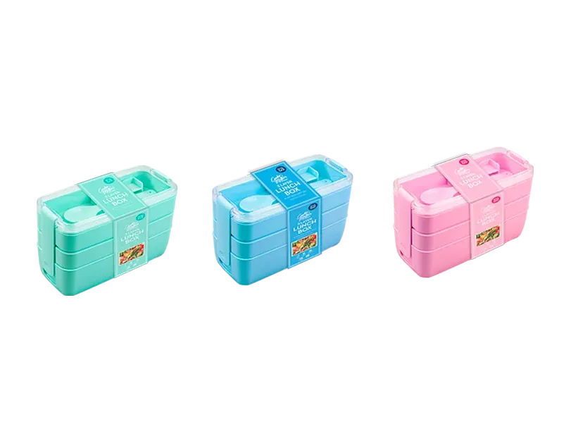 3 Layer Lunch Box With Cutlery Set