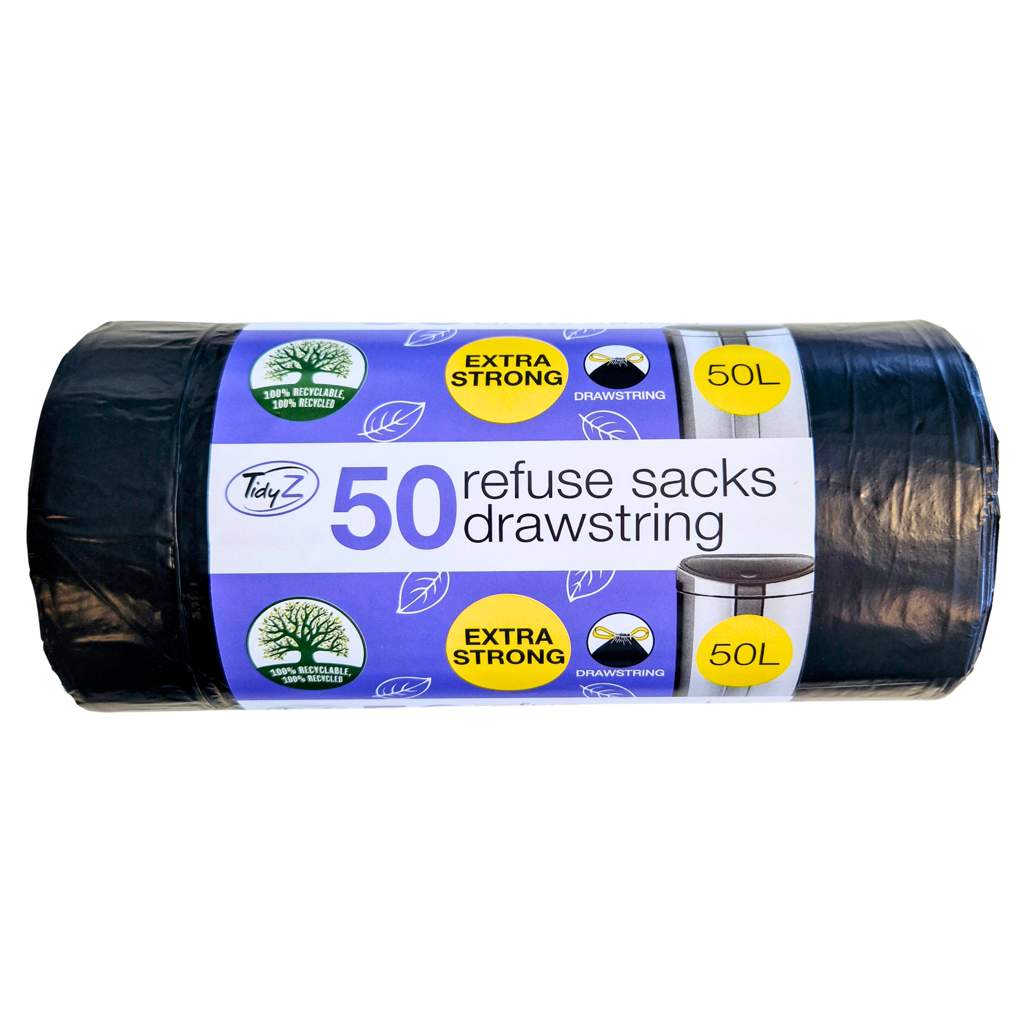 TidyZ Extra Strong Refuse Sacks with Drawstring 50L 50pk