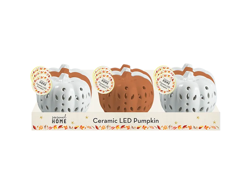 Autumn Medium Ceramic LED Pumpkin
