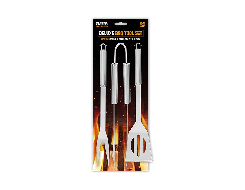 BBQ Deluxe Stainless Steel Tool Set 3 Pieces