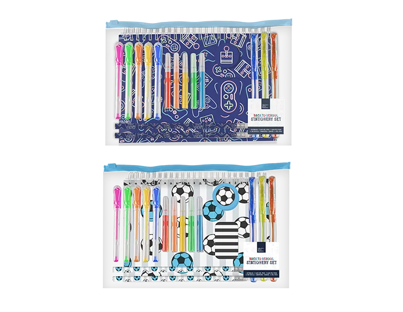 Boys Stationery Set Football / Gaming 18pk