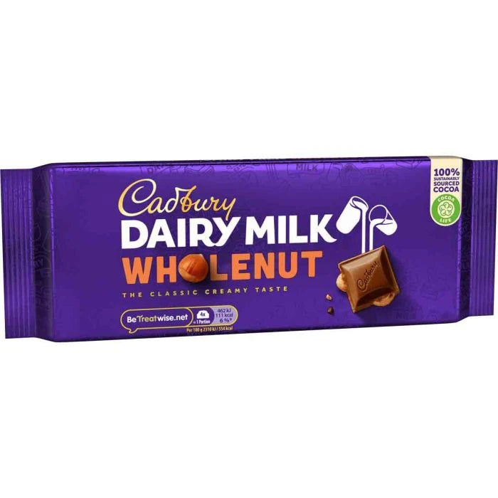 Cadbury Dairy Milk Whole Nut Chocolate Bar 180g