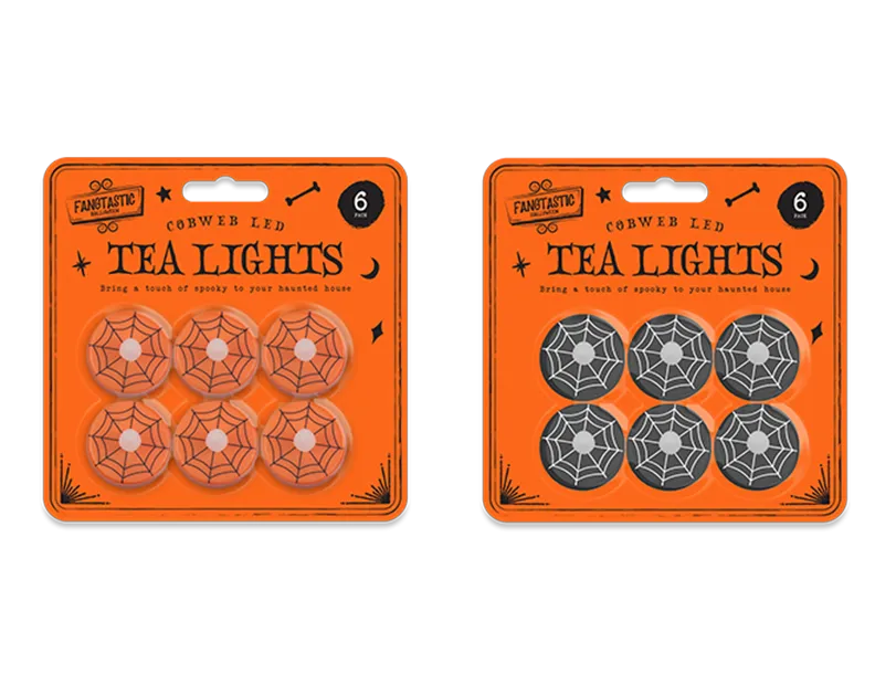 Cobweb LED Tea Lights 6pk