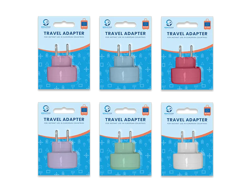 Coloured Travel Adaptor UK To EU