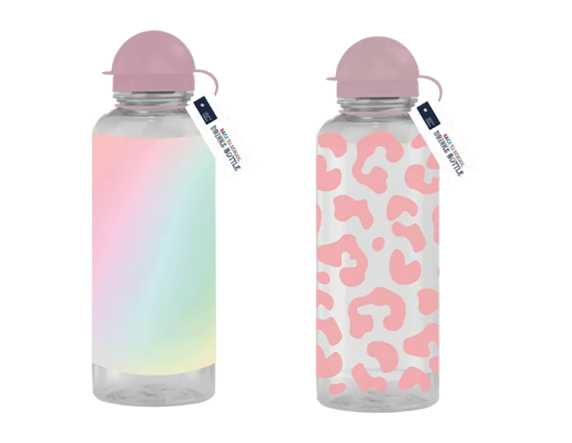 Girls Printed Drinks Bottle Pastel / Animal Print 600ml
