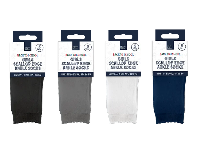 Scallop Edge Ankle Socks 5pk