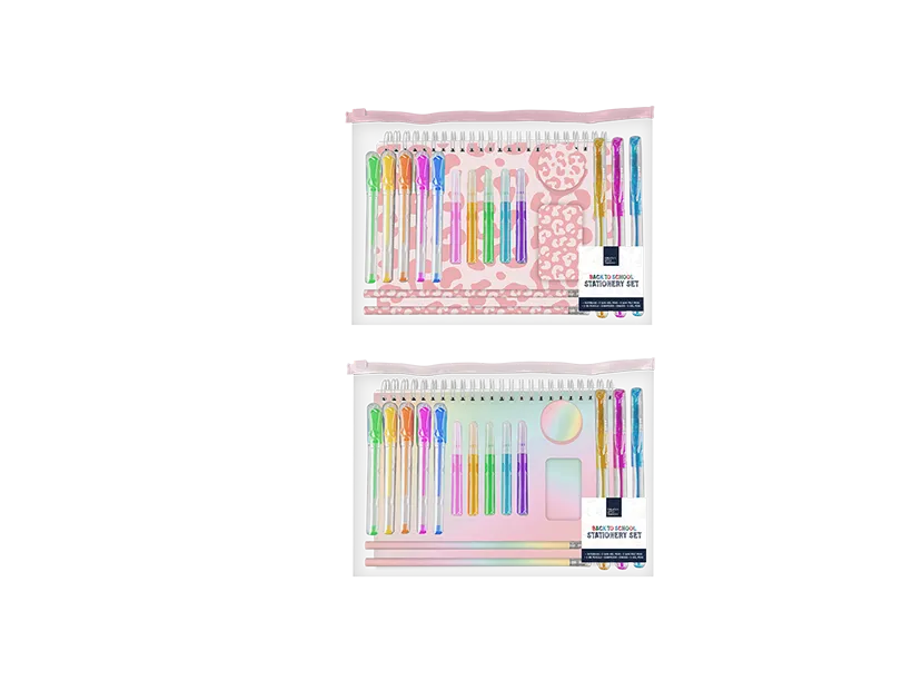 Girls Stationery Set Pastel / Animal Print 18pk