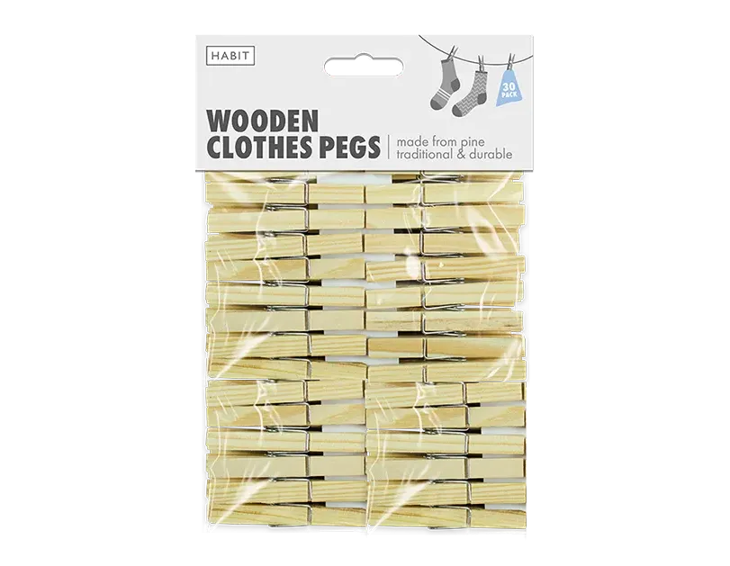 Habit Wooden Clothes Pegs 30pk