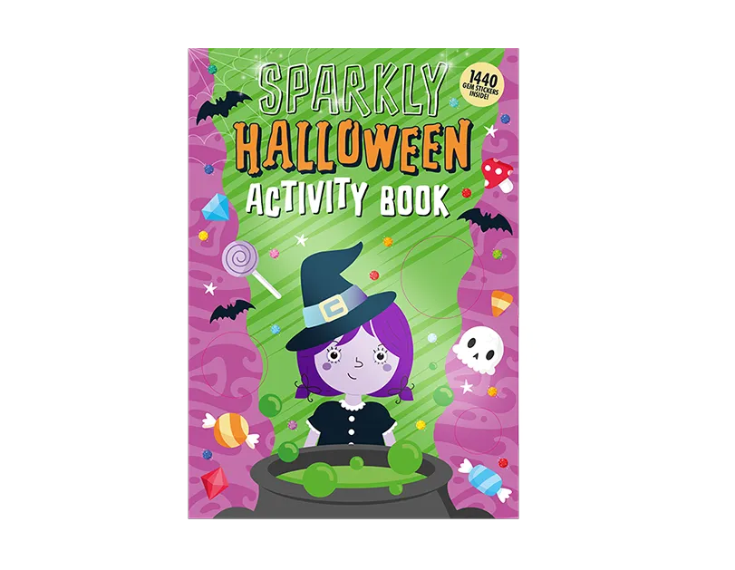 Halloween Kids Gem Sticker & Colour Book