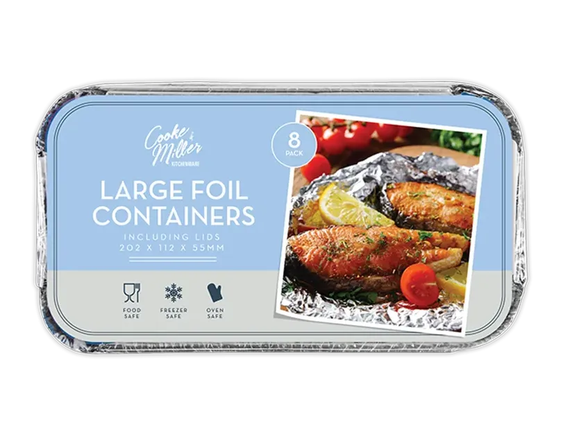 Large Foil Containers & Lids 8pk