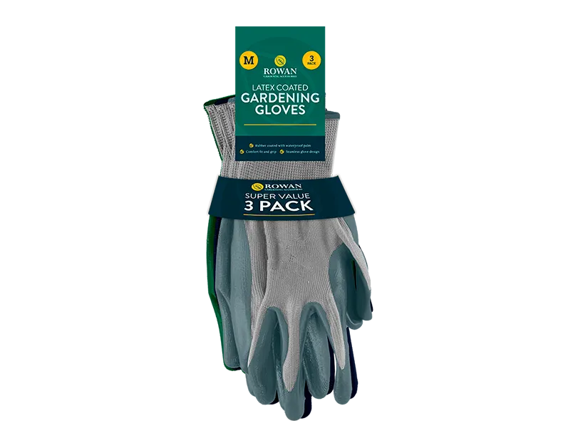 Latex Coated Gardening Gloves 3pk