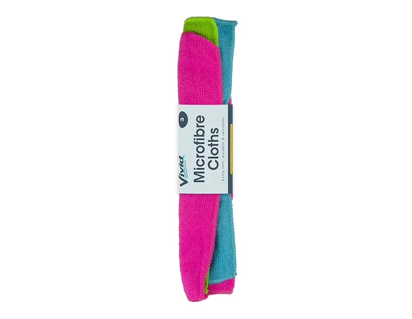 Vivid Microfibre Cloths 3pk