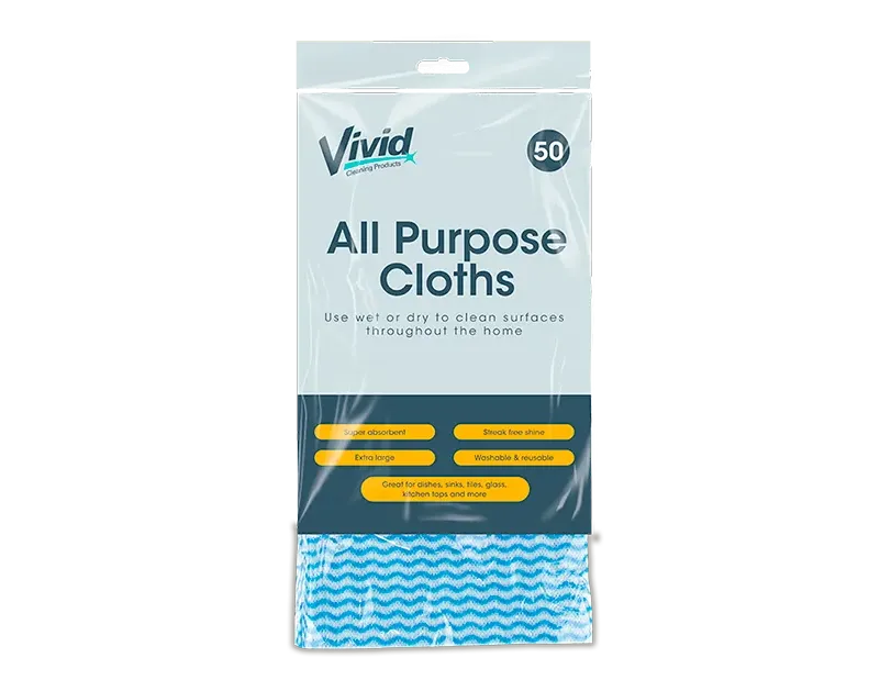 Vivid Multi Purpose Cloths 50pk