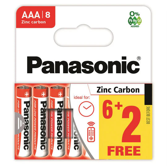 Panasonic Zinc AAA Batteries 8 Pack