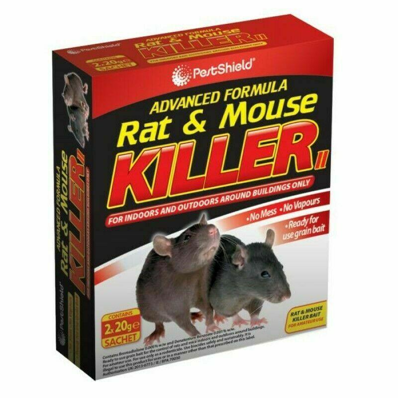 Box of PestShield Rat & Mouse Killer on a white background
