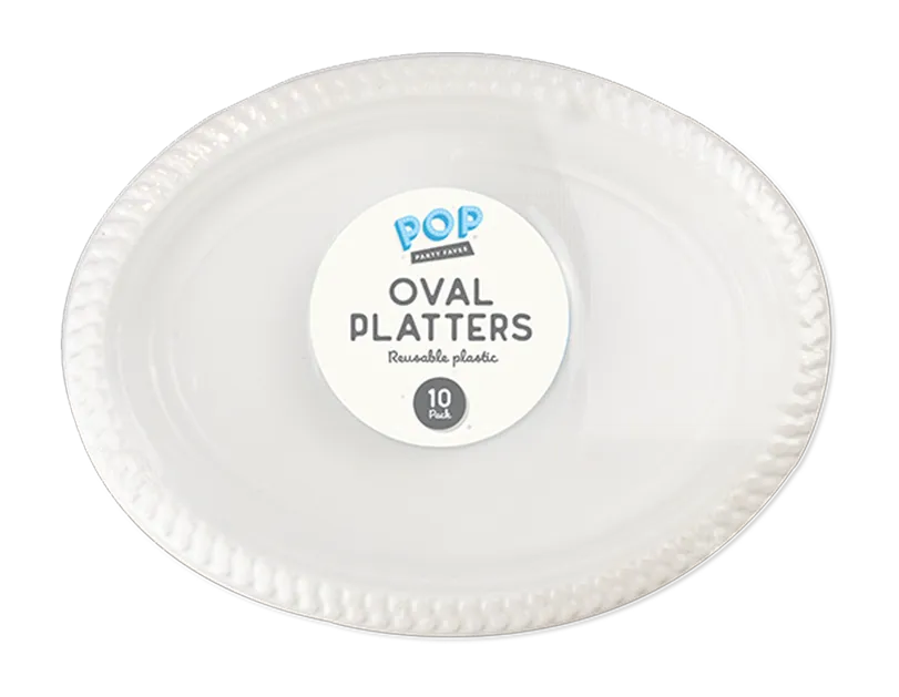White Plastic Oval Platter 10pk