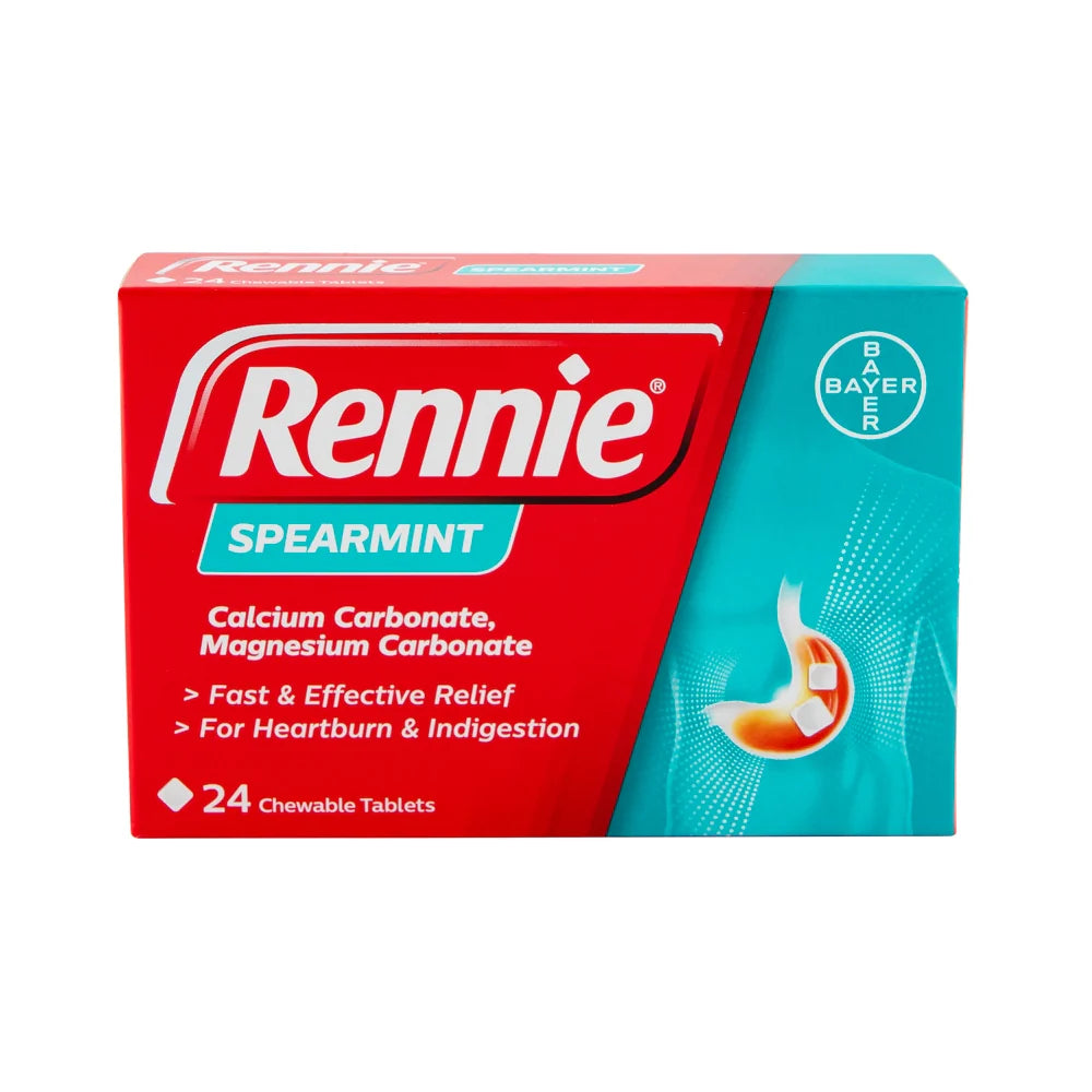 Rennie Heartburn & Indigestion Relief Chewable Tablets Spearmint 24pk