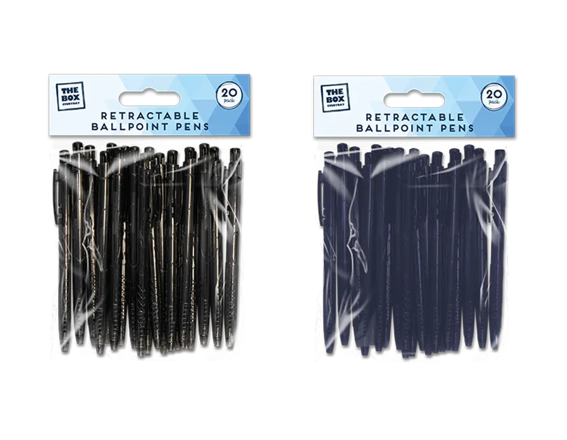 Retractable Ballpoint Pens 20pk