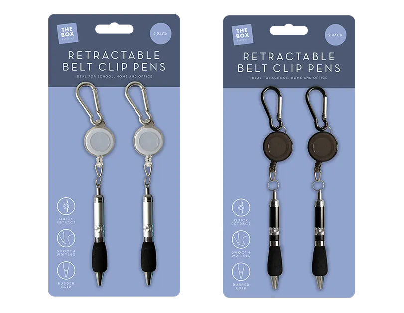 Retractable Belt Clip Pen 2pk