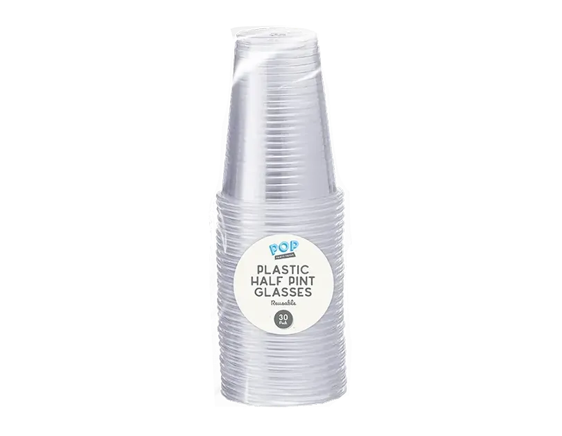 Reusable Plastic Half Pint Glasses 30pk