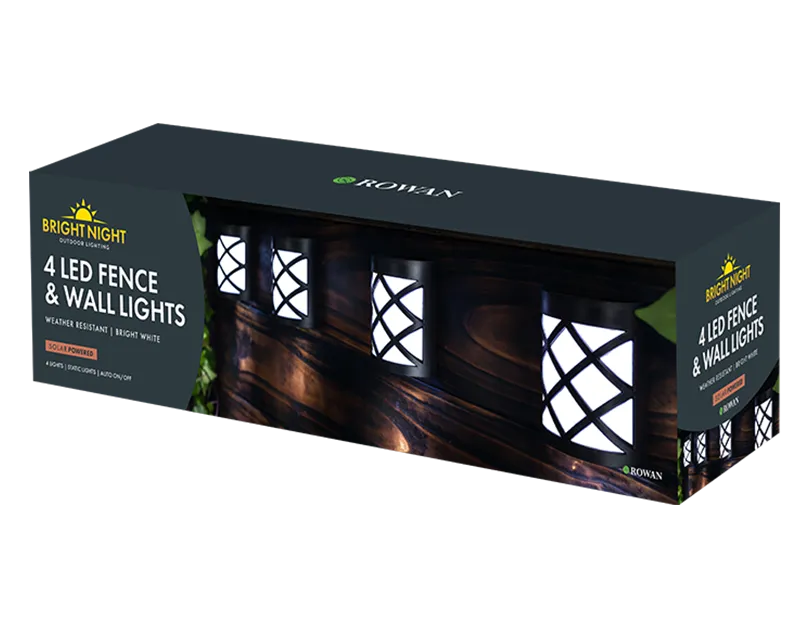 Solar LED Fence & Wall Lights 4pk