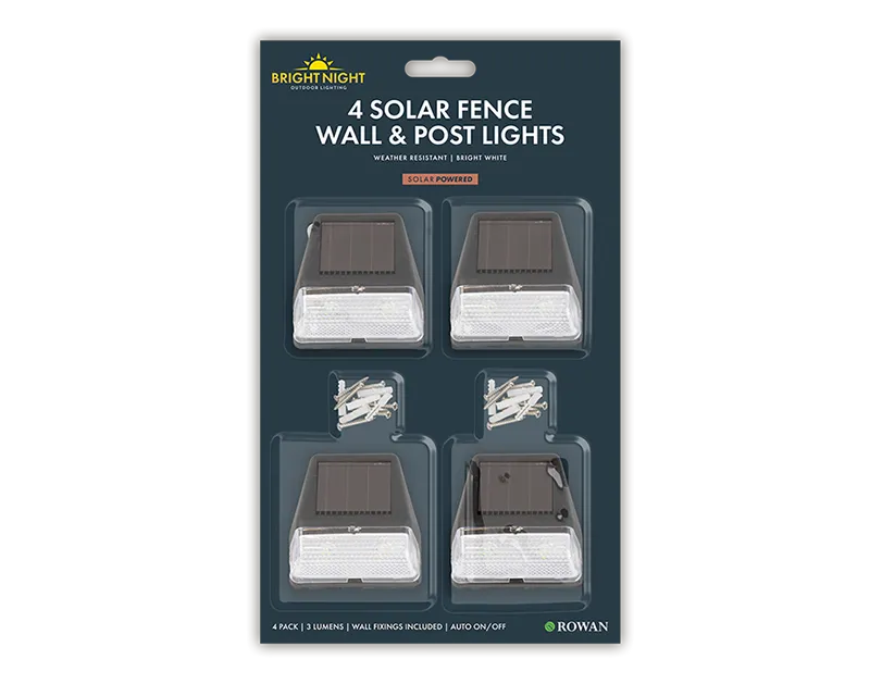 Solar Power Fence Wall & Post Light 4pk