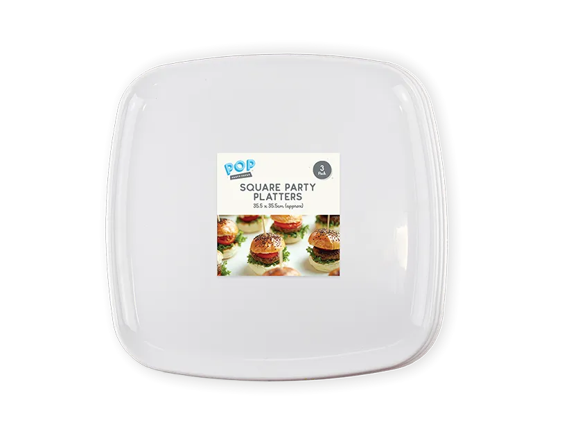 Square Party Platters 3pk