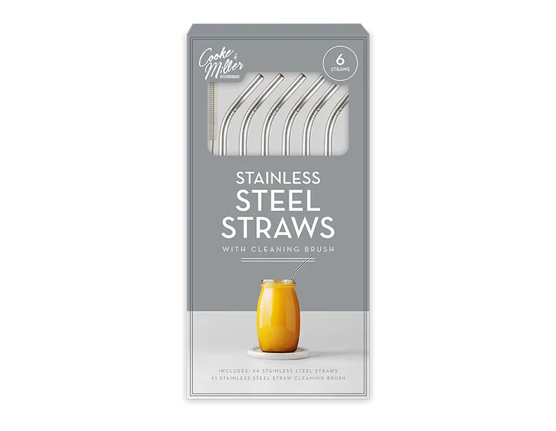 Stainless Steel Reusable Straws 6pk