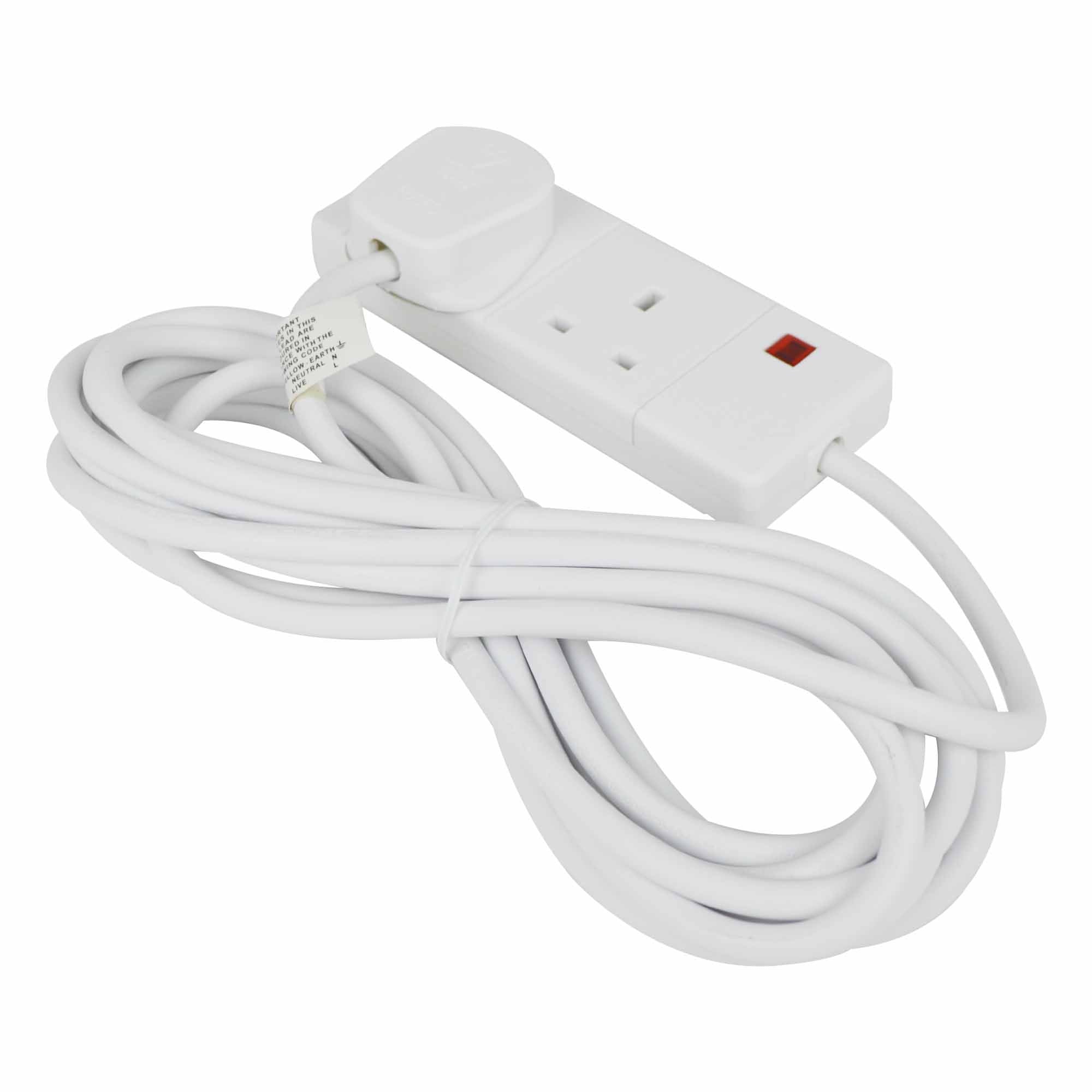 Status 2 Way 5m Extension Socket - White