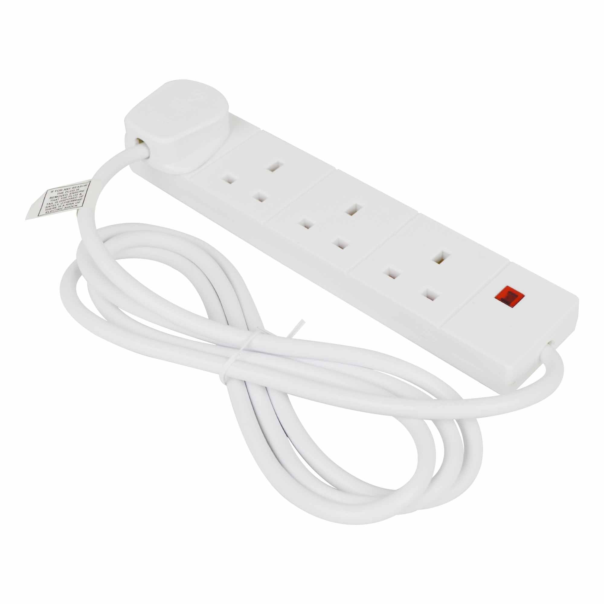 Status 4 Way 5m Extension Socket - White