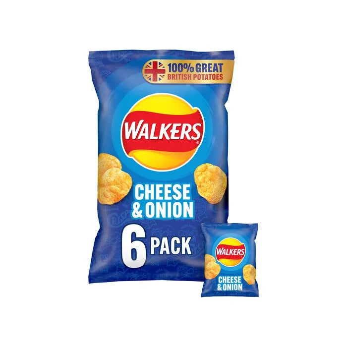 Walkers Cheese & Onion Crisps 6pk