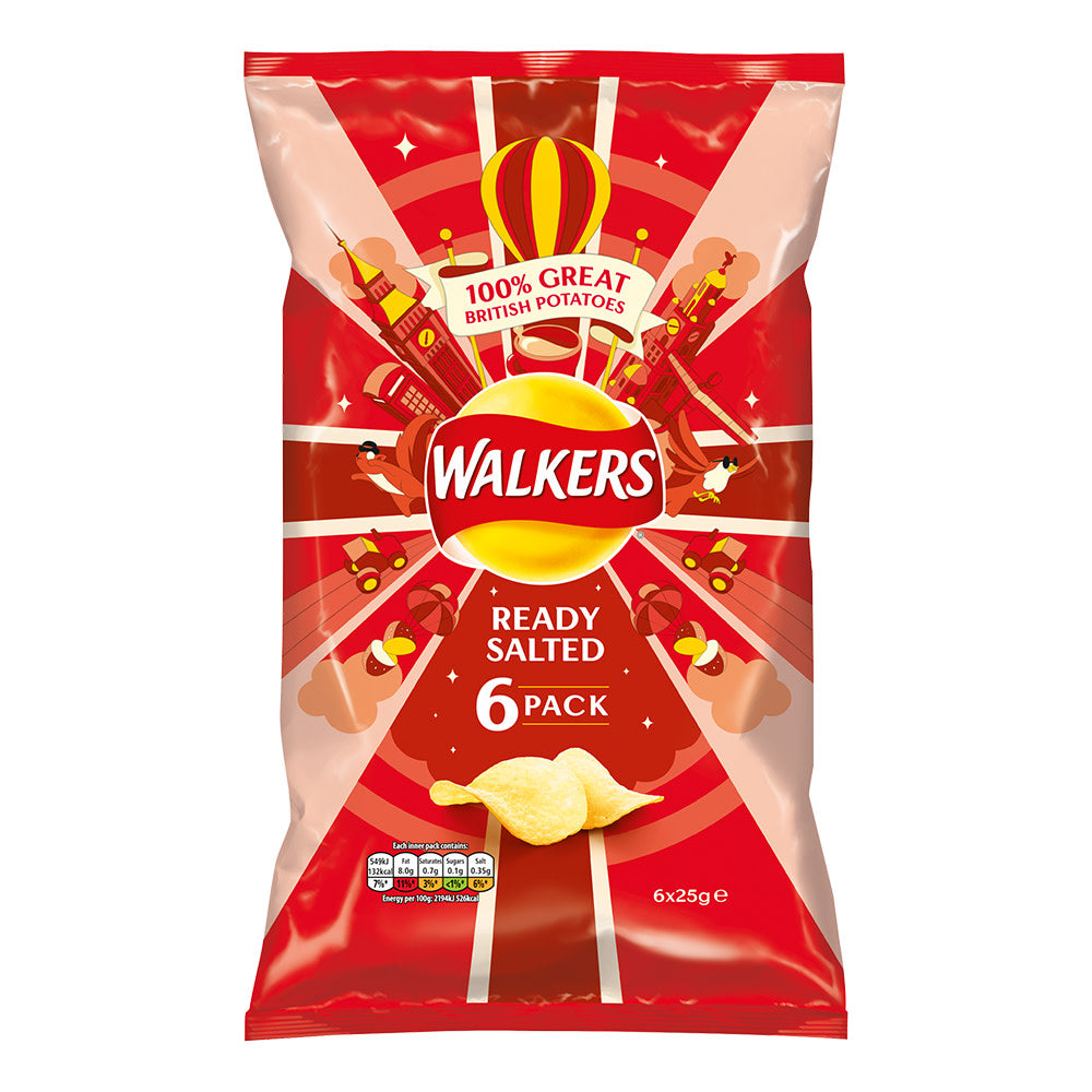 Walkers Ready Salted Crisps 6pk