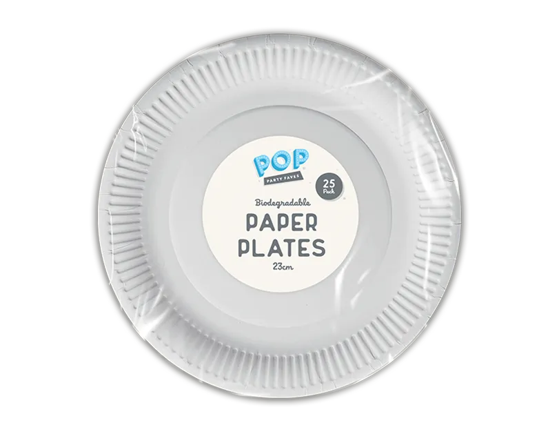 White Paper Plates 23cm 25pk
