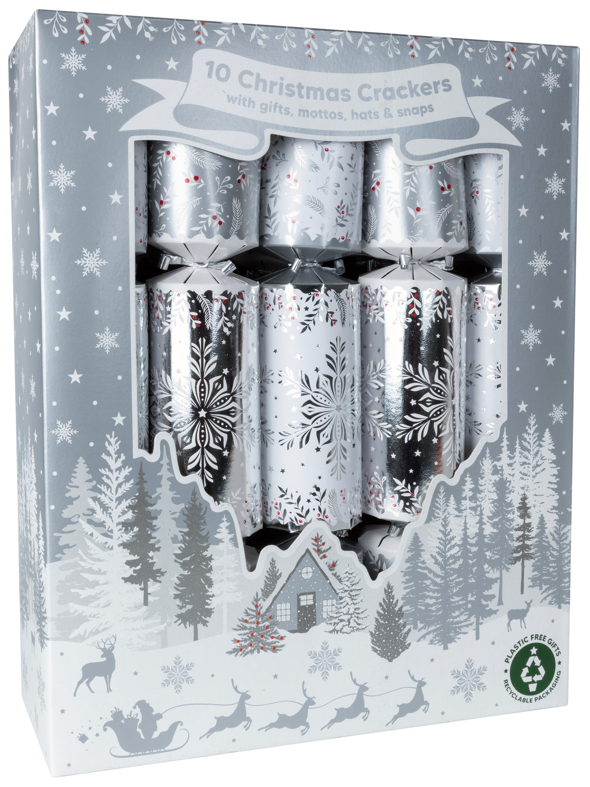 Family Silver Snowflake Crackers 10pk