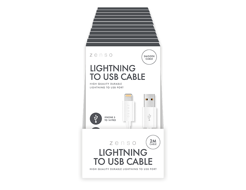White USB - Lightning 2m Cable