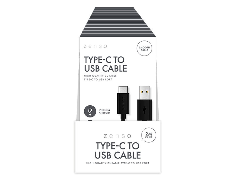 Black USB - Type C 2m Cable