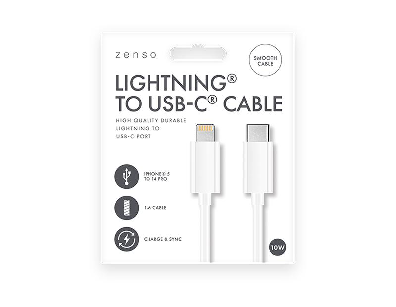 Zenso White Type C Lightening Cable 1m
