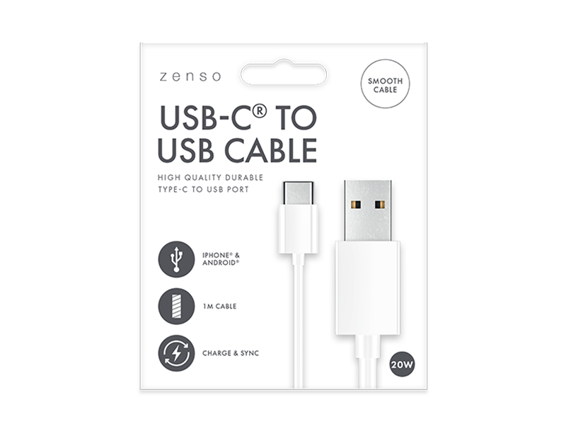 Zenso White Type C USB Cable 1m