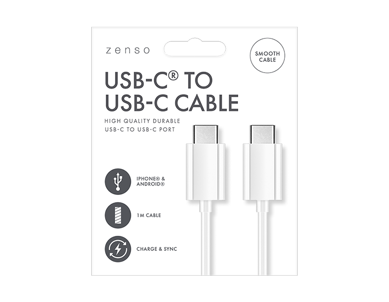 Zenso White Type C To Type C Cable 1m