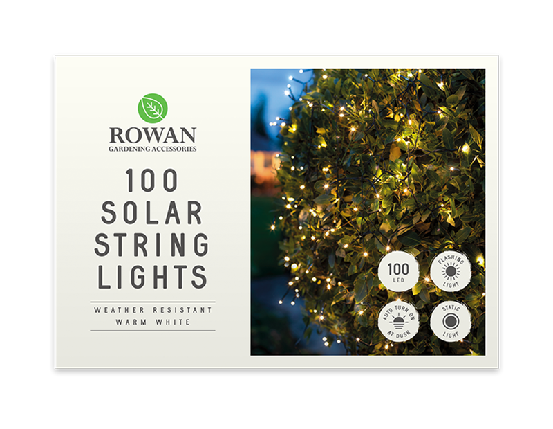100 LED Solar String Lights Warm White
