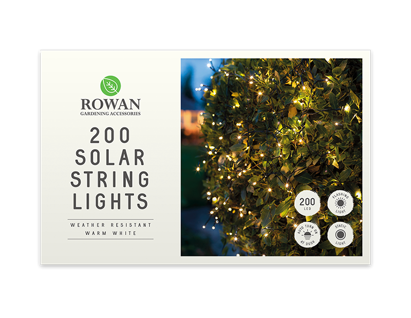 200 LED Solar String Lights Warm White