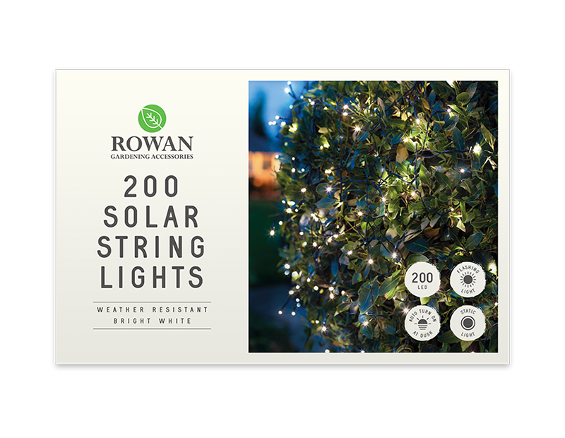 200 LED Solar String Lights Bright White