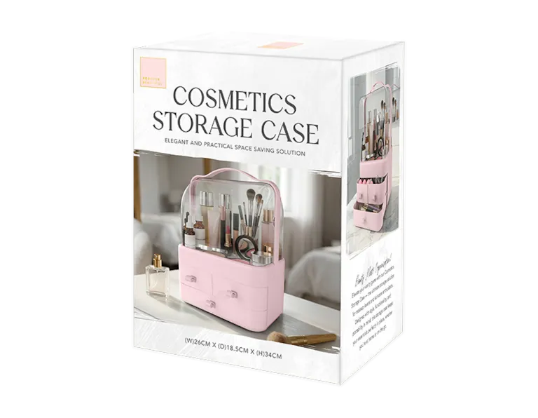 Pink Cosmetic Storage Case - 3 Drawers