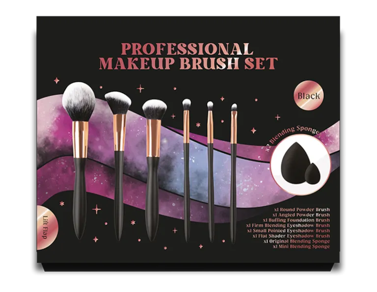 Black Professional Makeup Brush Set 8pk