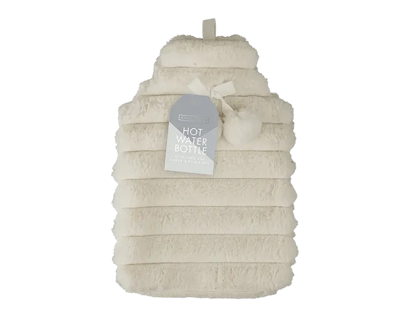 Faux Fur Ribbed Hot Water Bottle 1.7L