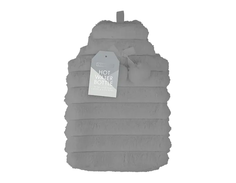 Faux Fur Ribbed Hot Water Bottle 1.7L