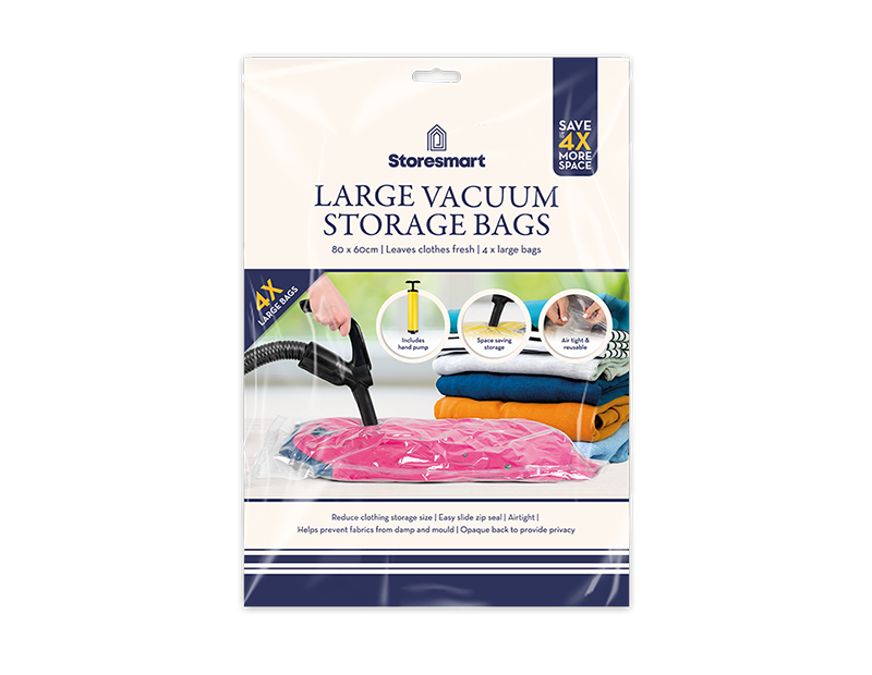 Vacuum Storage Bags 4pk 80cm x 60cm