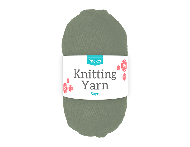 Acrylic Aran Ball Knitting Yarn Sage 75g